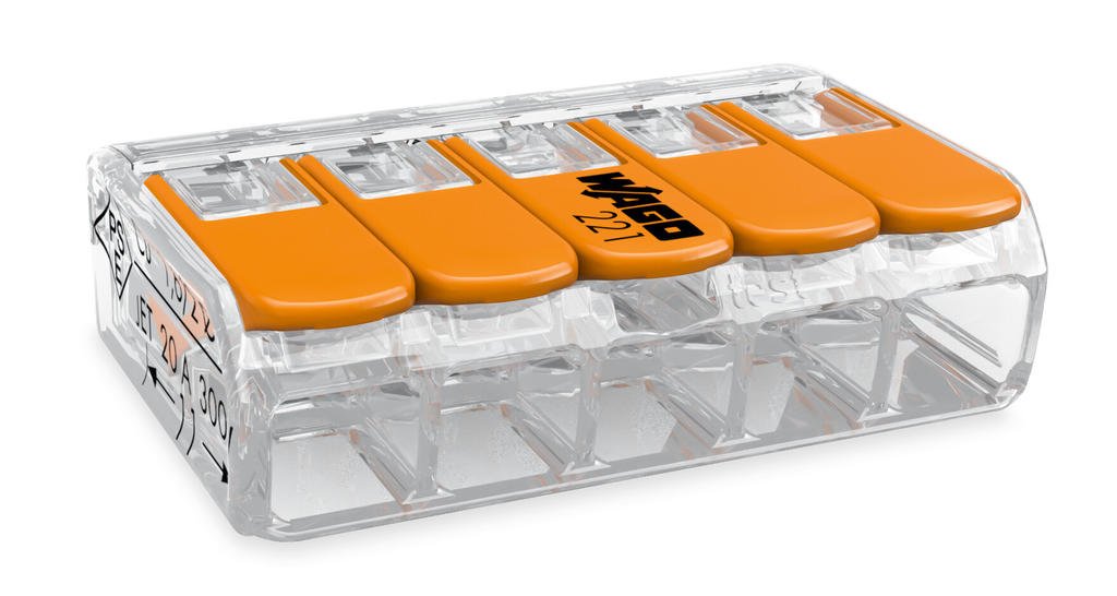 BORNA CON. CUALQUIER TIPO CABLE; BORNA, 5 COND; TECLAS ACCIONAMIENTO; TEMP. AMBIENTE MAXIMA 85 °C (WAG100177 / 221-415)