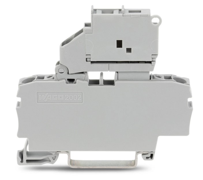 BORNA PORTAFUSIBLE BASCULANTE 2 CONDUCTORES CON PLACA FINAL FUSIBLE 5X20 MM SIN INDICADOR (WAG101047 / 2002-1611)